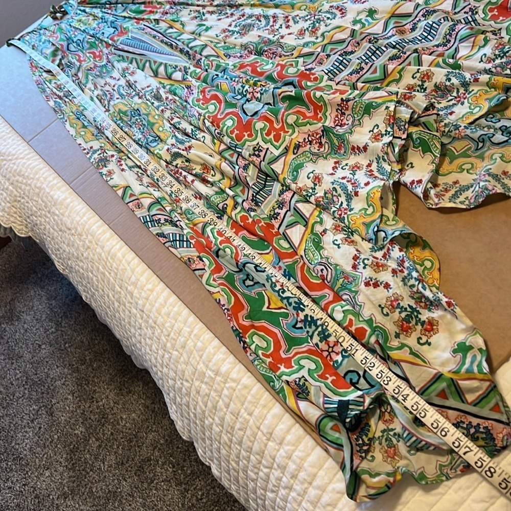 Anthropologie Ella Halter Tunic Dress Tie Neck Hankerchief Hem Maxi S/XS -ovrszd - Picture 5 of 11